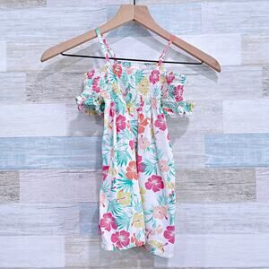 Barbie x Roxy Tropical Floral Smocked Off The Shoulder Dress Toddler Girl 4T